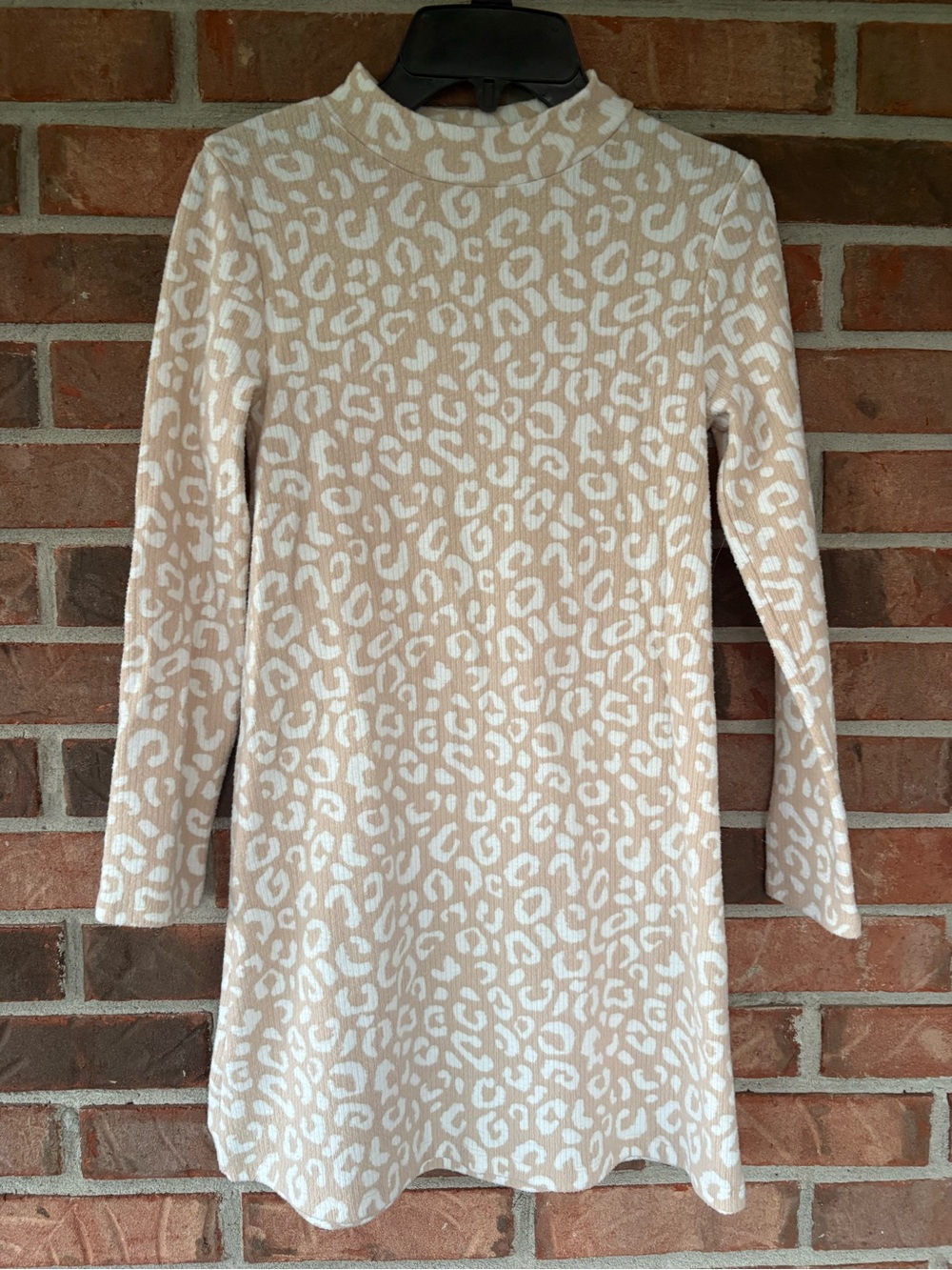 Old Navy Girls Cream and Beige Leopard-Print Knit Sweater